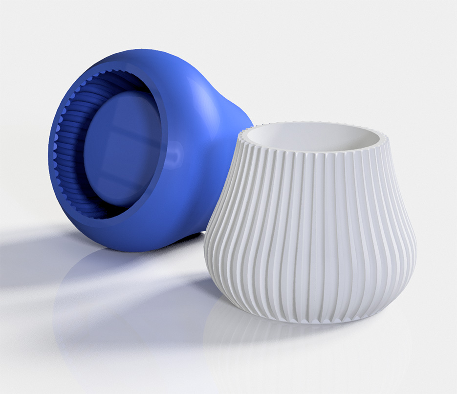 Moule en silicone sur mesure et son pot en béton